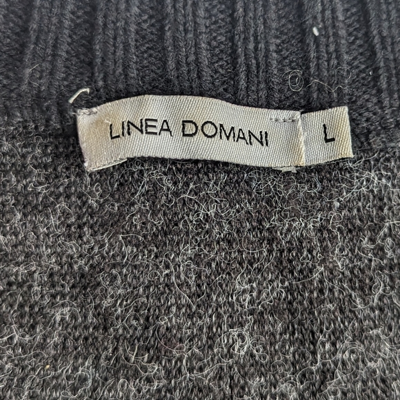 Women's Linea Domani Gray Contrast Beaded Patterned V-Neck Tunic Sweater Size L - Picture 8 of 13